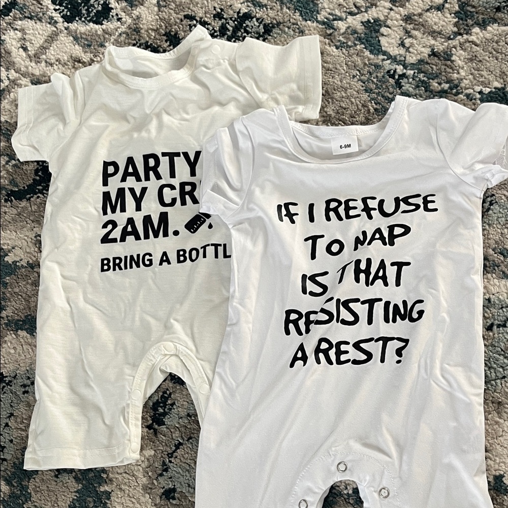 Funny Baby Onesies Set in White